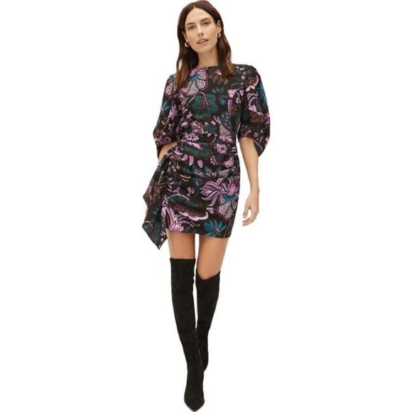 💜 RHODE 🩵 Pia Mini Dress in Glowing Garden Print Sz L - Picture 1 of 5
